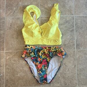 Yellow Floral Two Piece